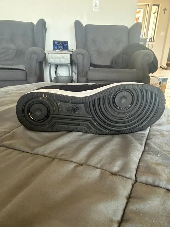 Nike Air Force 1 Black Low-Top Canvas Sneakers with White Sole - Picture 8 of 12